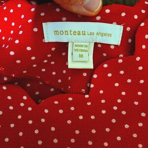 Monteau Red Blouse with White Polka Dots